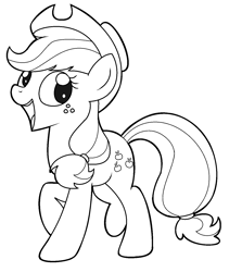 Size: 1336x1500 | Tagged: safe, artist:pinkiepie6680, applejack, earth pony, pony, female, happlejack, happy, lineart, mare, monochrome, solo