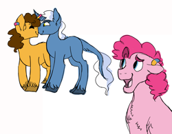 Size: 2199x1712 | Tagged: safe, artist:ducksgonnaduck985, bubble berry, cheese sandwich, pinkie pie, pokey pierce, earth pony, pony, bubble berry gets all the mares, bubble berry gets all the stallions, cheesepie, female, gay, leonine tail, male, pokeycheesepie, pokeypie, polyamory, rule 63, shipping, straight, unshorn fetlocks
