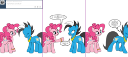 Size: 1808x800 | Tagged: safe, artist:dekomaru, pinkie pie, oc, oc:brave star, earth pony, pony, ask, bags under eyes, comic, male, sleeping, stallion, tumblr, tumblr:ask twixie