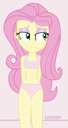 Size: 1120x2095 | Tagged: safe, alternate version, artist:grapefruitface1, derpibooru exclusive, fluttershy, equestria girls, belly button, bikini, breasts, cleavage, clothes, female, missing accessory, pinup, shading, solo, swimsuit