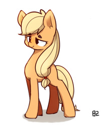 Size: 878x1049 | Tagged: safe, artist:pinkieeighttwo, applejack, earth pony, pony, female, hatless, mare, missing accessory, missing cutie mark, simple background, solo, white background