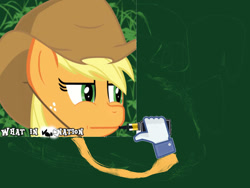 Size: 960x720 | Tagged: safe, edit, applejack, earth pony, pony, bad edit, facebook, ms paint, solo, vape, vape nation, wat, what in tarnation, wot