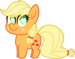 Size: 5071x3973 | Tagged: safe, artist:binkyt11, artist:parclytaxel, derpibooru exclusive, applejack, earth pony, pony, .svg available, absurd resolution, apple, chibi, female, food, freckles, inkscape, mare, missing accessory, simple background, solo, svg, transparent background, vector, wingding eyes