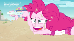 Size: 1920x1080 | Tagged: safe, screencap, pinkie pie, better together, equestria girls, too hot to handle, clothes, faceplant, sand, swimsuit