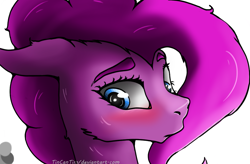 Size: 1103x722 | Tagged: safe, artist:tincantim, pinkie pie, earth pony, pony, female, mare, pink coat, pink mane, pouting, solo