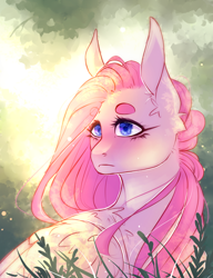 Size: 900x1173 | Tagged: safe, artist:riressa, fluttershy, pegasus, pony, female, grass, mare, solo