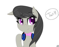 Size: 1100x870 | Tagged: safe, artist:shan3ng, octavia melody, earth pony, pony, black mane, female, gray coat, headphones, mare, solo