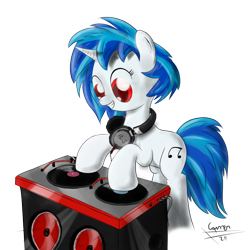 Size: 800x800 | Tagged: safe, artist:caumen, dj pon-3, vinyl scratch, pony, unicorn, female, horn, mare, solo