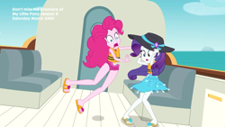 Size: 1920x1080 | Tagged: safe, screencap, pinkie pie, rarity, better together, equestria girls, the salty sails, clothes, duo, feet, flip-flops, lifejacket, sandals, swimsuit