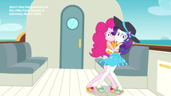 Size: 1920x1080 | Tagged: safe, screencap, pinkie pie, rarity, better together, equestria girls, the salty sails, clothes, duo, hat, lifejacket, sun hat, swimsuit