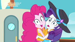 Size: 1920x1080 | Tagged: safe, screencap, pinkie pie, rarity, better together, equestria girls, the salty sails, clothes, duo, geode of shielding, geode of sugar bombs, lifejacket, magical geodes, not what it looks like, swimsuit