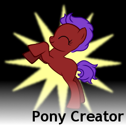 Size: 250x250 | Tagged: safe, earth pony, pony, pony creator, derpibooru, eyes closed, meta, rearing, smiling, solo, spoilered image joke, text