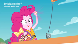 Size: 1920x1080 | Tagged: safe, screencap, pinkie pie, better together, equestria girls, the salty sails, clothes, food, lifejacket, solo, swimsuit