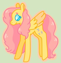 Size: 957x989 | Tagged: safe, artist:swineburst, fluttershy, pegasus, pony, beanbrows, eyebrows, female, folded wings, looking down, mare, outline, solo, standing, three quarter view, wings