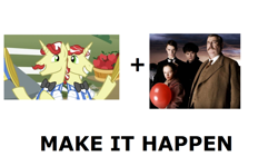 Size: 850x506 | Tagged: safe, edit, edited screencap, screencap, flam, flim, the super speedy cider squeezy 6000, all caps, doctor who, exploitable meme, family of blood, flim flam brothers, make it happen, meme, meta