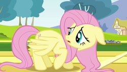 Size: 1200x675 | Tagged: safe, screencap, fluttershy, pegasus, pony, hurricane fluttershy, female, mare, solo