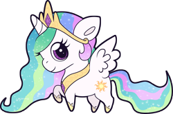 Size: 4554x3031 | Tagged: safe, artist:squeemishness, princess celestia, alicorn, pony, chibi, crown, cute, cutelestia, female, hoof shoes, jewelry, mare, peytral, regalia, simple background, smiling, solo, spread wings, transparent background, wings