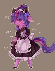 Size: 541x705 | Tagged: safe, artist:rt, derpibooru import, twilight sparkle, pony, semi-anthro, unicorn, clothes, female, horn, kemonomimi, maid, nekomimi, paw prints, pixiv, simple background, solo