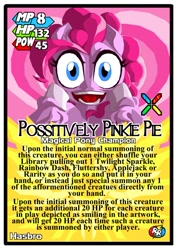 Size: 496x701 | Tagged: safe, artist:terry, pinkie pie, earth pony, pony, card game, female, mare, pink coat, pink mane, unshorn fetlocks