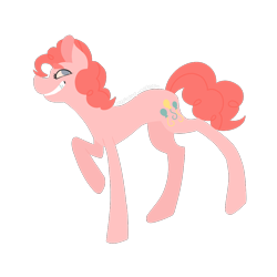 Size: 1000x1000 | Tagged: safe, artist:merulae-aspectu, pinkie pie, earth pony, pony, female, grin, mare, raised hoof, simple background, smiling, solo, standing, transparent background