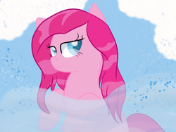 Size: 1600x1200 | Tagged: safe, artist:rainbowtashie, pinkie pie, better together, equestria girls, alternate hairstyle, bedroom eyes, bubble, cloud, hairstyle, looking at you, ocean, solo, swimming, water, wet, wet mane