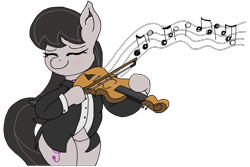 Size: 3000x2000 | Tagged: safe, artist:baratus93, octavia melody, earth pony, pony, blushing, music, music notes, smiling, solo, violin