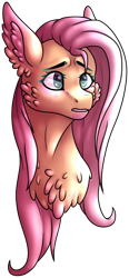 Size: 375x806 | Tagged: safe, artist:dragonseekerart, fluttershy, pegasus, pony, bust, cheek fluff, chest fluff, ear fluff, face markings, portrait, simple background, solo, transparent background