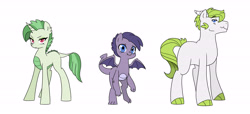 Size: 5500x2500 | Tagged: safe, artist:kianamai, oc, oc only, oc:jade fire, oc:jasper quarry, dracony, hybrid, pony, adoptable, female, freckles, interspecies offspring, male, next generation, offspring, parent:rarity, parent:spike, parents:sparity, simple background, smiling, stallion, unnamed oc, white background