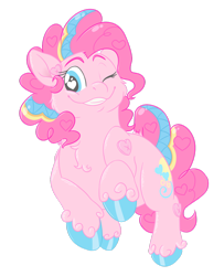 Size: 1024x1263 | Tagged: safe, artist:snafuangel, pinkie pie, earth pony, pony, colored hooves, cute, diapinkes, heart, heart eyes, hoof polish, rainbow power, simple background, solo, transparent background, unshorn fetlocks, wingding eyes