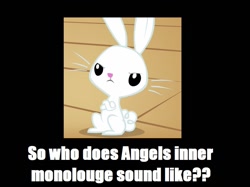 Size: 930x697 | Tagged: safe, angel bunny, black background, internal monologue, meta, simple background