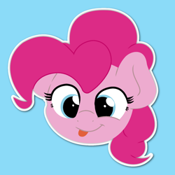 Size: 1000x1000 | Tagged: safe, artist:ljdamz1119, pinkie pie, earth pony, pony, :p, blue background, cute, diapinkes, head, ponk, silly, simple background, solo, tongue out