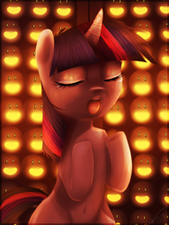 Size: 1050x1400 | Tagged: safe, artist:imalou, derpibooru import, twilight sparkle, pony, adventure time, belly button, bust, portrait, singing, solo, what was missing