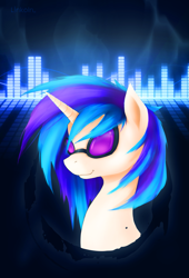 Size: 1769x2600 | Tagged: safe, artist:l1nkoln, dj pon-3, vinyl scratch, pony, unicorn, bust, equalizer, portrait, solo