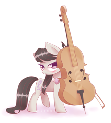 Size: 900x1000 | Tagged: safe, artist:riouku, octavia melody, earth pony, pony, blushing, cello, female, looking at you, mare, musical instrument, solo
