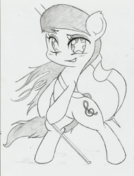 Size: 4464x5832 | Tagged: safe, artist:cross_ornstein, octavia melody, earth pony, pony, absurd resolution, monochrome, traditional art