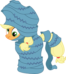 Size: 3001x3377 | Tagged: safe, artist:cloudyglow, applejack, earth pony, pony, honest apple, .ai available, dizzy, female, mare, mummification, silly, silly pony, simple background, solo, transparent background, vector, who's a silly pony, wrapped up