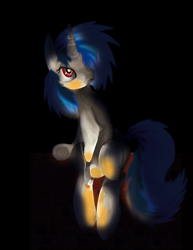 Size: 2550x3300 | Tagged: safe, artist:carameltreat, dj pon-3, vinyl scratch, pony, unicorn, cigarette, night, simple background, smoking, solo, standing