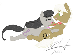 Size: 800x572 | Tagged: safe, artist:narbevoguel, frederic horseshoepin, octavia melody, earth pony, pony, female, fredtavia, male, shipping, straight