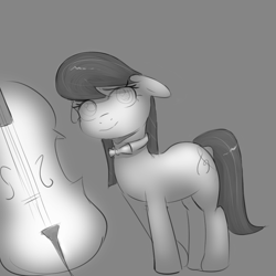 Size: 1000x1000 | Tagged: safe, artist:khorme, octavia melody, earth pony, pony, cello, monochrome, musical instrument, solo