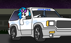 Size: 1200x720 | Tagged: safe, artist:mindofnoodles, dj pon-3, vinyl scratch, pony, unicorn, car, gmc, gmc typhoon, solo