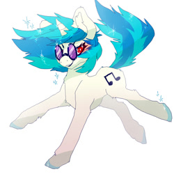 Size: 1000x1000 | Tagged: safe, artist:mutt-mutt, dj pon-3, vinyl scratch, pony, unicorn, cutie mark, female, simple background, solo, sunglasses, white background