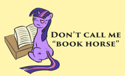 Size: 1024x626 | Tagged: safe, artist:yuwentaiji, derpibooru import, twilight sparkle, annoyed, blushing, book, bookhorse, denial, solo, text, upset