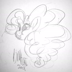 Size: 1930x1930 | Tagged: safe, artist:binkyt11, pinkie pie, earth pony, pony, bust, cute, diapinkes, heart eyes, monochrome, portrait, solo, tongue out, traditional art, wingding eyes