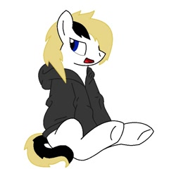 Size: 700x700 | Tagged: safe, artist:dorky-oreo-pone, oc, oc only, oc:rory gigabyte, clothes, hoodie, male, missing accessory, simple background, solo, stallion, white background