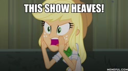 Size: 600x334 | Tagged: safe, edit, edited screencap, screencap, applejack, equestria girls, rainbow rocks, ed edd n eddy, hands across ed, image macro, meme