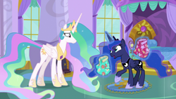 Size: 1920x1080 | Tagged: safe, screencap, princess celestia, princess luna, alicorn, pony, between dark and dawn, clothes, hawaiian shirt, shirt