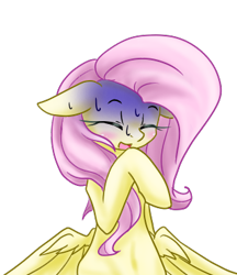 Size: 320x370 | Tagged: safe, artist:azurepicker, fluttershy, pegasus, pony, female, simple background, solo, sweat, transparent background