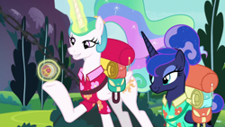 Size: 1920x1080 | Tagged: safe, screencap, princess celestia, princess luna, alicorn, pony, between dark and dawn, amulet, jewelry