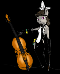 Size: 607x747 | Tagged: safe, artist:magello, octavia melody, anthro, alternate hairstyle, cello, clothes, color, dress, feather, musical instrument, solo