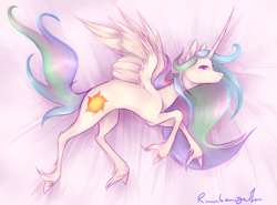 Size: 2846x2108 | Tagged: safe, artist:leechetious, princess celestia, alicorn, classical unicorn, pony, unicorn, cloven hooves, female, hoof fluff, leonine tail, mare, signature, solo, unshorn fetlocks